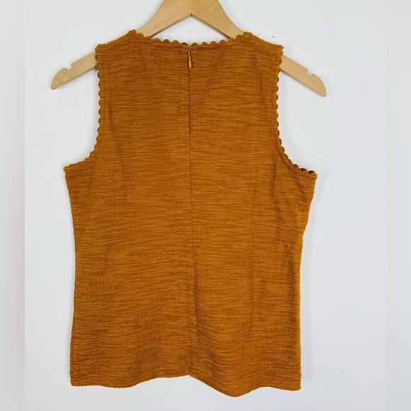 J. Crew Factory Textured Tank Top with Scallop Trim, Size XS, Burnished Copper - Picture 2 of 7